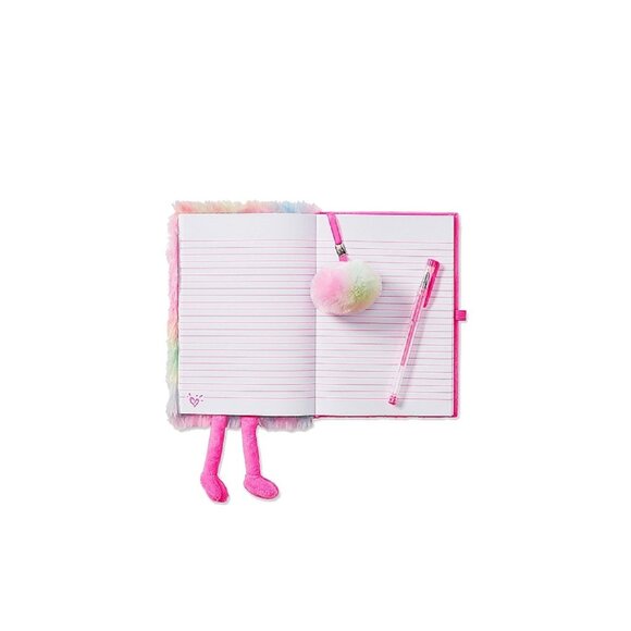 Justice for Girls Flamingo Flip Sequin Faux Fur Journal Diary - Picture 2 of 2